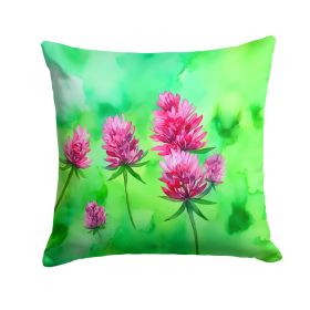 Vermont Red Clover in Watercolor Throw Pillow Machine Washable, Indoor Outdoor Decorative Pillow for Couch, Bed or Patio, 18Hx18W