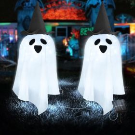 Solar Halloween Pumpkin LED Lights, Set Of 4 Big Pumpkin Stake Lights 2 Modes For Outdoor Halloween Pathway Yard Garden Decoration (Option: CoolWhiteGhost2pcs)