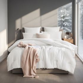 All-Season Oversized Solid Plump Duvet - Premium Durable Comforter With Enhanced Warmth. This Thick Winter Quilt Insert Provides Year-round Comfo (Option: White-Q)