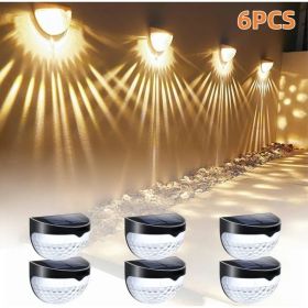12/6 Solar Fence Lights, Solar Platform Lights, Solar Wall Lights, Rechargeable Solar Cells, Suitable For Front Porches, Security Lights, Wall In (Option: Warmcolors-6PCS)