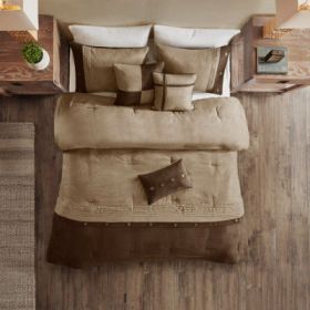 7 Piece Faux Suede Comforter Set (Option: Brown-California King)