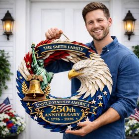 1 pc 250th anniversary of American independence, bald eagle commemorative wooden plaque, home porch decoration, wooden hanging board (Color: 11, size: 20*20*0.5cm)