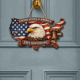 1PC Wooden tags for Independence Day, patriotic American homes, rural areas, wooden walls, door decorations, wooden crafts (Color: W, size: 20*20*0.5cm)
