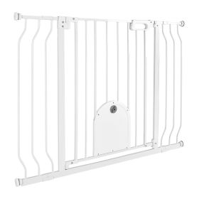 Baby Gate for Stairs, 29.5-43 in Adjustable Width, Baby Gate with Adjustable Cat Door, with Pressure Mount Kit and Wall Mount Kit (Default: Default)