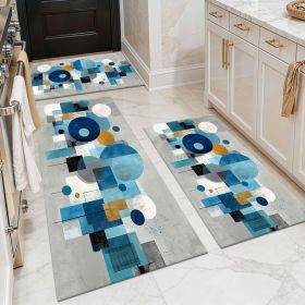 Three-piece kitchen rug set, non-slip and washable, abstract pattern kitchen hallway rug, soft and comfortable, suitable for sinks, floors, entra (Main Color: White, Main Material: Polyester)