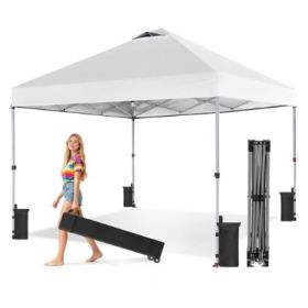 10x10 Feet Retractable Tent, Portable Outdoor Shelter, Suitable For Beaches, Events, Camping (Option: White)