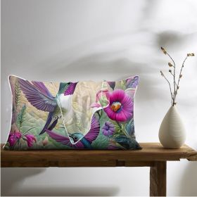 2 Pcs Of Tropical Hummingbird Art Bedroom Satin Printed Soft And Skin Friendly Pillowcase Suitable For All Seasons (Option: 51x74cm-Purple)