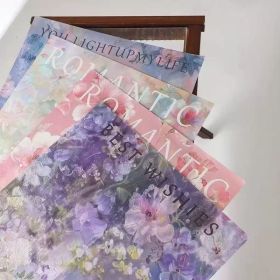 10 Sheet Of Double Sided Flower Wrapping Paper (Option: Bleue)